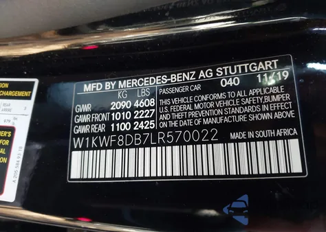 2020 Mercedes-Benz C 300 z USA, uszkodzony, nr VIN W1KWF8DB7LR570022